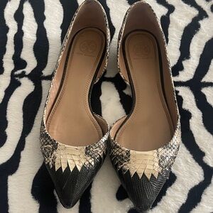 Tory Burch Pointed-Toe Snakeskin Flats sz 10